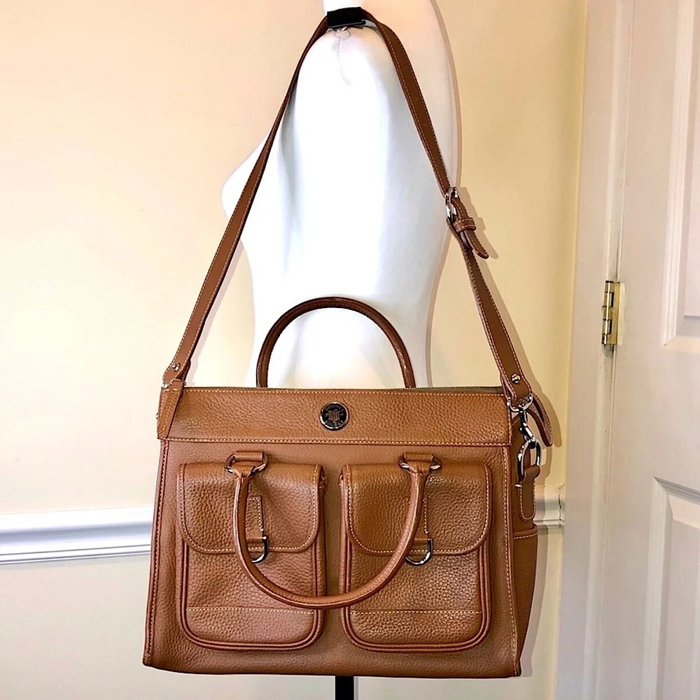 Vintage DOONEY BOURKE Brown Leather Messenger Laptop Shoulder Bag Briefcase